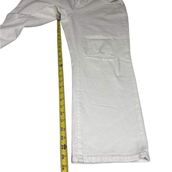DL1961 White Patti Straight Leg High Waist Distressed Jeans Size 32 - Picture 12 of 13